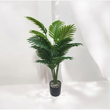 Yapay Ağaç Salon Bitkisi Areka Palmiye Krem Saksıda 80cm 18 Yaprak Plastik Yeşil