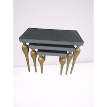 Zigon TOMBUL ayak Model Kayın Torna MDF tabla Parlak gold İskelet Füme cam Kaplama El Yapımı