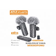 2.4g 60mah Çift Set Kablosuz Yaka Mikrofonu Typec-lightning Gürültü Önleyici Tak Çalıştır Vlog Röportaj İçin Canlı Yayın 8 Gram