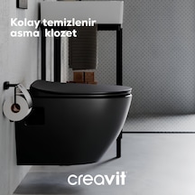 Creavit Free Mat Siyah Kanallı Asma Klozet Fe320, Creavit Duck Duroplast Yavaş Kapak Mat Siyah