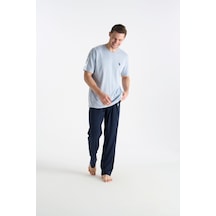 U.S. Polo Assn. Lisanslı Erkek Mavi Pijama Takım 19039