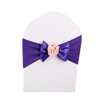 Düğün Sandalye Kapak Kanat Saten Kumaş Papyon Şerit Bant Dekorasyon Otel Düğün Parti Töreni Ziyafet Malzemeleri Koyu Mor Mor