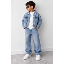 Toikids Erkek Çocuk Jean Ceketli Pantolonlu 2'li Denim Takım Mavi