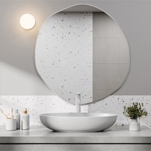 Arya 70 Cm Ayna Asimetrik Ayna, Dekoratif Ayna, Duvar Aynası Banyo Aynası Holl Aynası 70 X 70 Beyaz