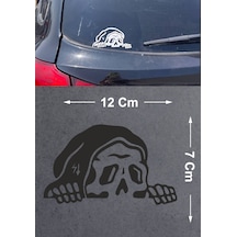 Bagajdan Bakan İskelet Sticker - Araba Oto Motosiklet Karavan Cam Sticker - 00112 12X7 Cm