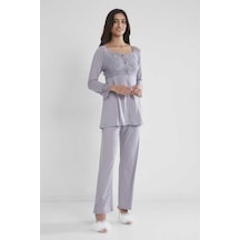 Pierre Cardin Kadın Penye Dantelli Pijama Takımı 1241 Royal 001