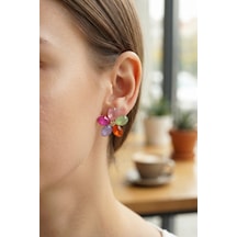 Karışık Renk Kristal Taşlı Çiçek Model Kadın Küpe Diğer