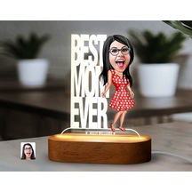 Bk Gift Kişiye Özel Anne Karikatürlü Dekoratif 3d Biblo Led Işıklı Gece Lambası-3, Anneye Hediye, Anneler Günü Hediyeleri Kobitmeyen138236 Bk Gift
