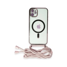 Apple İphone 11 Kılıf Divo Lazer Askılı Magsafe Kapak - Pembe