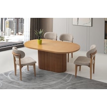 Orkide Oval Yemek Masası Takımı Nergis Sandalye Natural 90x160 Cm 1 Masa 4 Sandalye
