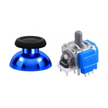 Ps5 Manyetik Motor Topuz 1+1 Set Mavi Krom Hall Sensör Analog Playstation 5 Yedek Parça Siyah