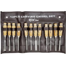 Rox Wood Ahşap Oyma Iskarpela Seti 12 Parça Metal Yüzüklü Saplı