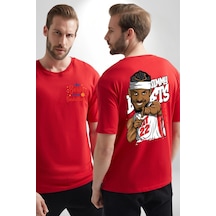 Jimmy Butler Basketbol Kırmızı Oversize Unisex Ön Ve Sırt Baskılı Tişört Kırmızı