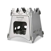 Pazly Vkemall Aomiun Katlanır Kamp Pişirme Sobası, Kompakt, Odun Yakmalı, Piknik İçin, Paslanmaz Çelik Gümüş