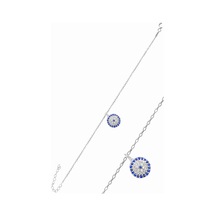 Gümüş Rodyumlu Zirkon Taşlı Nazar Bileklik N11.26976