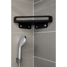 Üçgen Banyo Rafı Duvar Tipi Sıyah 4 Adet Vida Dübel Dahil Paslanmaz Çelik Siyah