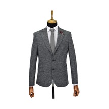 Erkek Tek Spor Ceket Çift Yırtmaçlı Bgl-st03972 Koyu Gri