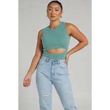 Madmext Mint Yeşili Yırtık Detaylı Basic Bodysuit-mint Yeşili Mint Yeşili