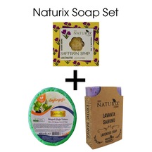 Naturix Safran Soap + Naturix Lavanta Sabun + zeytinyağlı Süngerli Sabun