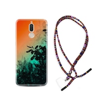 Huawei Mate 10 Lite Kılıf Rasta Boyun Askılı Güzel Çiçekler 1712 Siyah