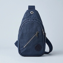 Su Geçirmez Kumaş Çapraz Göğüs Çantası 3 Gözlü Siyah Unisex Günlük Kullanım 15x26 Cm - Lisinya Lacivert
