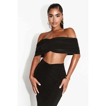 Aymer Off-shoulder Ruched Crop Top - Şık Tasarım, Konforlu Fit Siyah