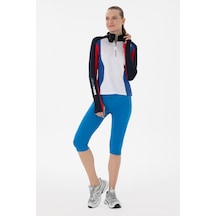 U.S. Polo Assn. Kadın Saks Mavisi Yüksek Bel Capri Spor Tayt 50284265-VR045