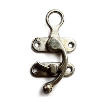 Kancalı Yay Gözü, Ahşap Kutu Klipsi - Büyük, Nikel, 1 Adet