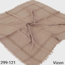 Soft İpek Sim Şeritli Balık Sırtı Pamuk Eşarp Vizon 299-121 Çok Renkli