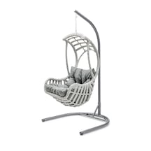 Gardemo Göcek Tekli Rattan Salıncak Dış Mekan Bahçe Balkon Ve Teras Salıncağı Beyaz