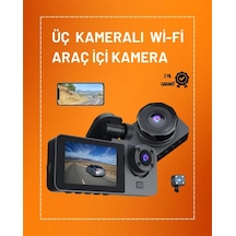 Full Hd Çözünürlüklü Üç Kameralı Araç İçi Kamera Park Ve Sürüş Güvenliği 17447723
