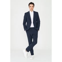 Lacivert Modern Slim Fit İnce Dokulu Kumaş Klasik Kesim Takım Elbise Laci