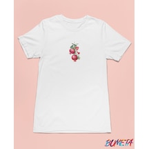 Bumeta Narlar Minimal Meyve Unisex Tişört T-shirt Beyaz