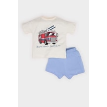 DeFacto Erkek Bebek 2'li Takım Araç Baskılı Kısa Kollu Tişört Beli Lastikli Şort E6775A525SMER100 Ekru DeFacto Erkek Bebek 2'li Takım Araç Baskılı Kısa Kollu Tişört Beli Lastikli Şort E6775A525SMER100 Ekru