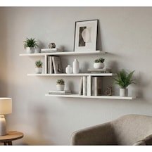 3 Katlı Minimalist Dekor Raf Sistemi Beyaz