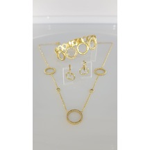 Aura Steel Gold Çelik Takı Seti Gümüş - Rose Gold