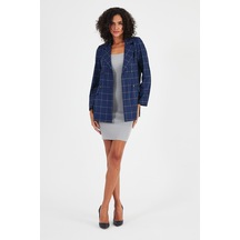 Alexandergardı Ekoseli Astarsız Cepli Kruvaze Blazer Ceket B24-00202 001