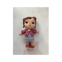 Afra Amigurumi El Örgüsü Bebek 20 Cm Tığ İşi Şirin Kıyafetli Hediyelik Oyuncak Bebek Gülkurusu-gri