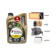 Total Quartz Ineo Ecs 5W-30 Partiküllü Motor Yağı 4 L + Bipper 1.4 Dizel Yağ Bakım Seti