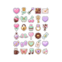 30 Adet Romantik Aşk Sticker Seti - Laptop Telefon Ajanda İçin Çok Renkli