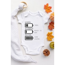 Babylimon Unisex Yoh Beyaz Heri Desenli Kısa Kol Body Beyaz - 101528350 Beyaz