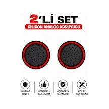 2 Adet Analog Koruyucu Silikon Kılıf Topuz Koruma Ps4 Ps5 Xbox One 360 Series Sx Switch Pro Uyumlu Kırmızı