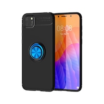 Y5p Kılıf Range Yüzüklü Silikon - Siyah-mavi Bz8683140008918