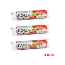 Florex 40 Litre Büzgülü Çilek Kokulu Çöp Torbası Poşeti / 55 x 60 CM - 10 Adetlik 3 Rulo