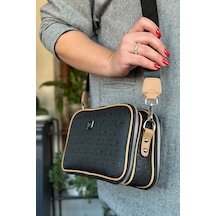 Jps-kadın 5 Bölmeli Ayarlanabilir Uzun Askılı Omuz Çantası 6 Bölmeli 28 X18 Cm 4023-jp - Siyah Taba Siyah - Taba