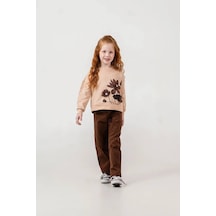 Harby Kids Kız Çiçek Desenli İkili Takım 3-10 Yaş -126430 - Kahverengi Kahverengi