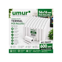 56x16 Mm Termal Pos Rulosu Pos Kağıdı 600 Adet 60 Paket X 10 Adet