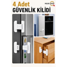 Mainshop 4 Adet Çocuk Güvenliği İçin Buzdolabı Kapısı Kilit, Toka M-360 Beyaz