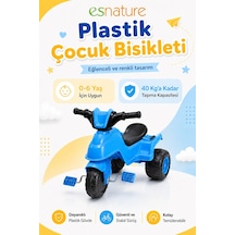 Esnature Plastik Çocuk Bisikleti 3 Tekerlekli Pedallı Mavi 0-6 Yaş 40 Kg Taşıma Kapasiteli Çok Renkli
