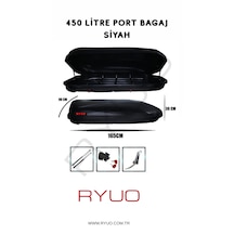 Ryuo Araç Üstü Tabut Port Bagaj 450 Litre Siyah